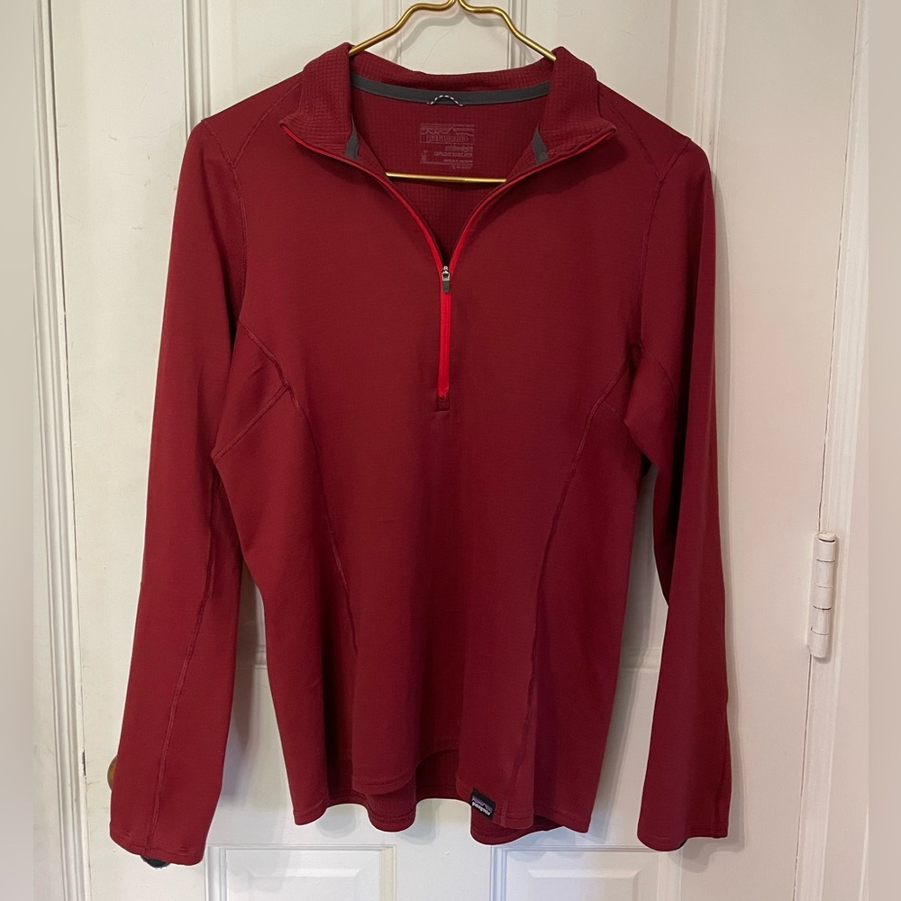 Patagonia Midweight Capilene Cool Baselayer Half Zip Maroon Red Size M